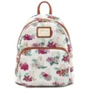 Loungefly Disney Princesses Floral Print Faux Leather Womens Double Strap Shoulder Bag Purse