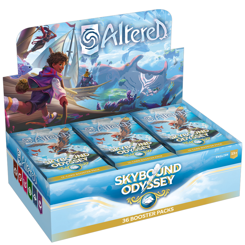 Altered – Skybound Odyssey Boosterbox (36 Boosters) Rise to New Heights – Een episch avontuur boven de wolken Met Skybound Odyssey, de nieuwe set voor Altered, stijgt jouw expeditiemacht letterlijk naar nieuwe hoogten. Vanuit de City of Scholars trekken ontdekkingsreizigers richting een mysterieuze lichtstraal aan de horizon. Tussen jou en dat baken ligt een uitgestrekt wolkendek vol zwevende eilanden, gigantische leviathans en luchtpiraten die jouw tocht op de proef stellen. Bereid je voor op een spectaculair nieuw hoofdstuk in Altered, vol nieuwe mechanics, helden en kaarten. Wat maakt Skybound Odyssey bijzonder? ✦ 6 Nieuwe Helden Ontdek zes gloednieuwe heroes, elk met unieke strategieën die passen bij de luchtige, avontuurlijke setting van deze set. ✦ Special Boosters (1 per 200) Voor het eerst introduceert Altered Special Boosters: 6 rare kaarten 6 unieke kaarten 1 Foiler In één booster, als extra zeldzame openingservaring. ✦ Meer dan 1 miljoen unieke kaarten Skybound Odyssey brengt dankzij het Altered-generatiesysteem meer dan 1.000.000 nieuwe unieke kaarten in omloop, elk voorzien van variaties in art, frames of generatieve elementen. ✦ Perfect voor Limited Play Deze set is speciaal ontworpen voor Draft & Sealed: 4 boosters per speler voor Draft 7 boosters per speler voor Sealed Ideaal voor winkels en events. Setinhoud – Skybound Odyssey De volledige set bevat 282 kaarten: 12 Heroes 180 Rare kaarten 90 Common kaarten Inhoud van de Boosterbox 36 Booster Packs 12 kaarten per booster Elke booster bevat een mix van commons, rares, heroes en kans op een Foiler, met de speciale kans op een Special Booster. Waarom kiezen voor Skybound Odyssey? 🌤️ Spectaculair thema met zwevende eilanden & leviathans 🧠 Nieuwe mechanics en strategische mogelijkheden 🎴 Enorme variatie dankzij unieke kaartgeneratie ⚔️ Uitstekend gebalanceerd voor Draft & Sealed formats 🧭 Zes nieuwe helden met frisse deck-archetypen Altered – Skybound Odyssey Boosterbox (36 Packs) Een nieuwe horizon, nieuwe helden en nieuwe strategieën wachten op jou. Nu verkrijgbaar bij Collector Store!