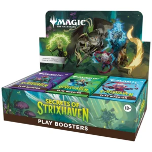 Magic: The Gathering – Secrets of Strixhaven Play Booster Box Keer terug naar de magische wereld van Strixhaven University en ontdek een plane vol spreuken, kennis en verborgen krachten. In Secrets of Strixhaven kies jij jouw studierichting en ga je de strijd aan binnen de wereld van Arcavios, waar oude magie en nieuwe dreigingen samenkomen. Deze Play Booster Box is perfect voor zowel spelers als collectors. Ideaal voor Limited Play, het bouwen van decks of gewoon om lekker packs te openen en te genieten van de pulls. 🎁 Inhoud van de Play Booster Box: • 30 Play Boosters • 14 kaarten per booster