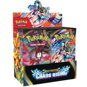 Met de Pokémon TCG Mega Evolution Chaos Rising Booster Box haal je direct 36 booster packs uit deze nieuwe Engelstalige Pokémon set in huis. De set staat in het teken van krachtige Mega Evolution Pokémon ex, waaronder Mega Greninja ex, Mega Floette ex, Mega Pyroar ex en Mega Dragalge ex. Chaos Rising bevat meer dan 120 kaarten en is interessant voor zowel spelers als verzamelaars. Zoek je nieuwe kaarten voor je deck, wil je kans maken op bijzondere rares en illustration cards, of open je simpelweg graag een volledige booster box van een nieuwe set, dan is dit een uitstekende keuze. Een booster box is bovendien een populaire optie voor wie meer uit een set wil halen dan met losse packs. Je opent in één keer een groot aantal boosters en vergroot daarmee de kans op meerdere mooie pulls uit Chaos Rising. Inhoud van de Chaos Rising Booster Box: 36 Chaos Rising booster packs Engelstalige Pokémon TCG booster box Release op 22 mei 2026 De Chaos Rising Booster Box is daarmee een goede keuze voor iedereen die de set uitgebreid wil openen of sealed aan de collectie wil toevoegen.