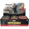 Magic: The Gathering – Marvel Super Heroes Play Booster Box Avengers... Assemble the Magic! Het Marvel-universum betreedt de wereld van Magic: The Gathering in een spectaculaire crossover vol iconische helden, beruchte schurken en epische gevechten. Kies jouw kant, bouw krachtige decks en strijd met legendarische personages als Captain America, Iron Man, Spider-Man, Fantastic Four, Doctor Doom en Thanos. De Marvel Super Heroes Play Booster Box is dé keuze voor spelers die willen draften, sealed willen spelen of hun collectie willen uitbreiden met de nieuwste Marvel-kaarten. Elke booster zit boordevol nieuwe kaarten, prachtige illustraties en de kans op extra rares, mythic rares en bijzondere showcase-uitvoeringen. Speel, verzamel en ontdek Marvel in Magic Deze unieke Magic: The Gathering-uitbreiding brengt het complete Marvel-universum tot leven. Bekende helden en schurken beschikken over hun eigen speelstijl, vaardigheden en strategieën, waardoor iedere kaart een nieuwe manier biedt om het spel te beleven. Of je nu een fan bent van Marvel, een ervaren Magic-speler bent of beide werelden wilt combineren, deze set is een absolute must-have. Wat zijn Play Boosters? Play Boosters combineren het beste van twee werelden. Ze zijn ontworpen voor Limited-formats zoals Booster Draft en Sealed Deck, maar zijn ook perfect om simpelweg open te maken en je verzameling uit te breiden. Dankzij de vernieuwde samenstelling maak je bovendien meer kans op: Extra Rare- en Mythic Rare-kaarten Prachtige Showcase-uitvoeringen Speciale Alternate Art-kaarten Foil kaarten in iedere booster Wildcard-slots met kaarten van iedere zeldzaamheid Hierdoor blijft iedere booster spannend tot de allerlaatste kaart. Waarom kiezen voor de Marvel Super Heroes Play Booster Box? Officiële Magic: The Gathering Marvel-uitbreiding Perfect voor Booster Draft en Sealed Deck Ideaal om je collectie uit te breiden Kans op meerdere Rares en Mythic Rares per booster Inclusief prachtige Showcase- en Special Art-kaarten Gegarandeerd minimaal één Rare én één Foil per booster Onmisbaar voor zowel Marvel-fans als Magic-spelers Inhoud van de Magic: The Gathering – Marvel Super Heroes Play Booster Box 30 Magic: The Gathering – Marvel Super Heroes Play Boosters Iedere booster bevat 14 Magic: The Gathering-kaarten Samenstelling per Play Booster 1–4 Rare of Mythic Rare-kaarten 3–5 Uncommon-kaarten 6–9 Common-kaarten 1 Land-kaart 1 Foil-kaart 2 Wildcard-slots (1 Foil & 1 Non-Foil) Iedere Play Booster bevat altijd minimaal één Rare en één Foil-kaart. Daarnaast wordt ongeveer 1 op de 7 Rares vervangen door een Mythic Rare, terwijl de Wildcard-slots extra kans geven op kaarten van iedere zeldzaamheid. Open de nieuwste Marvel-uitbreiding van Magic: The Gathering, bouw krachtige decks met je favoriete helden en schurken en beleef één van de meest spectaculaire crossovers die Magic ooit heeft uitgebracht.
