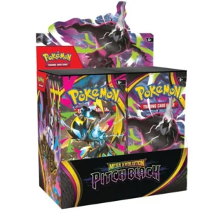 okémon TCG: Mega Evolution Pitch Black Booster Box Betreed de schaduwen van de Mega Evolution-era met de Pokémon TCG: Mega Evolution Pitch Black Booster Box. Deze langverwachte uitbreiding staat volledig in het teken van duisternis, mysterie en krachtige Mega Evolution Pokémon ex, met Mega Darkrai ex als hét gezicht van de set. Voor verzamelaars en spelers is een booster box de ultieme manier om een nieuwe uitbreiding te ontdekken. Met maar liefst 36 booster packs krijg je volop kansen om bijzondere kaarten te openen, je collectie uit te breiden en nieuwe strategieën te ontdekken voor jouw Pokémon TCG-decks. Naast Mega Darkrai ex bevat Pitch Black ook andere indrukwekkende Mega Evolution Pokémon zoals Mega Zeraora ex, Mega Chandelure ex en Mega Excadrill ex. Dankzij het sterke thema, de prachtige illustraties en de kans op zeldzame kaarten behoort Pitch Black tot één van de meest gewilde Pokémon-uitbreidingen van het jaar. Inhoud 1 Pokémon TCG: Mega Evolution Pitch Black Booster Box 36 Booster Packs per box Waarom kiezen voor een Pitch Black Booster Box? Dé beste manier om de set uitgebreid te openen Mega Darkrai ex staat centraal in deze uitbreiding Kans op krachtige Mega Evolution Pokémon ex Ideaal voor verzamelaars én spelers Perfect voor box breaks, deckbuilding en verzamelingen Meer openingsplezier dan losse boosters Of je nu op zoek bent naar de meest gewilde kaarten uit de set, jouw collectie wilt uitbreiden of nieuwe kaarten nodig hebt voor je decks, de Mega Evolution Pitch Black Booster Box biedt de complete Pokémon TCG-openingservaring. Let op: De inhoud van booster packs is willekeurig samengesteld. Specifieke kaarten, illustraties of zeldzaamheden kunnen niet worden gegarandeerd.