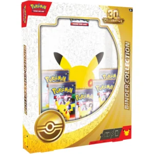 Pokémon 30th Celebration Binder Collection Vier 30 jaar Pokémon Trading Card Game met de Pokémon 30th Celebration Binder Collection. Deze bijzondere jubileumuitgave is speciaal ontworpen voor verzamelaars die hun mooiste kaarten veilig willen bewaren én tegelijkertijd willen genieten van de exclusieve 30th Celebration-uitbreiding. De meegeleverde 30th Celebration Binder biedt een stijlvolle en veilige manier om jouw favoriete kaarten, zeldzame pulls en complete sets overzichtelijk op te bergen. Of je nu net begint met verzamelen of al jarenlang fan bent van Pokémon, deze Binder Collection is een prachtige toevoeging aan iedere collectie. De Pokémon 30th Celebration-uitbreiding viert drie decennia Pokémon TCG en bestaat volledig uit foil kaarten. Iedere booster bevat schitterende kaarten die speciaal zijn ontworpen voor deze historische jubileumset, waardoor iedere pack-opening een unieke ervaring is voor verzamelaars en spelers. Inhoud 1 Pokémon 30th Celebration Binder Meerdere Pokémon 30th Celebration boosterpacks Pokémon TCG Live codekaarten (indien door de fabrikant inbegrepen) Geef jouw mooiste Pokémon-kaarten de plek die ze verdienen en vier 30 jaar Pokémon met de Pokémon 30th Celebration Binder Collection. Een onmisbaar verzamelproduct voor iedere Pokémon-liefhebber.