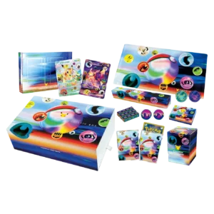 Pokémon TCG: 30th Celebration Futuristic Box (Japans) Vier 30 jaar Pokémon Trading Card Game met de exclusieve Pokémon TCG: 30th Celebration Futuristic Box (Japans). Deze premium jubileumuitgave verschijnt op 16 september 2026 en is één van de meest luxe producten uit de 30th Celebration-serie. Met exclusieve promo kaarten, hoogwaardige accessoires en een futuristisch ontwerp is deze box een absolute must-have voor iedere serieuze Pokémon-verzamelaar. De 30th Celebration-uitbreiding viert drie decennia Pokémon TCG en introduceert de gloednieuwe Futuristic Rare-rarity. Deze unieke kaarten zijn voorzien van opvallende, futuristische illustraties van de bekende Japanse kunstenaar YOSHIROTTEN, waarmee een compleet nieuwe stijl wordt toegevoegd aan het Pokémon Trading Card Game. Het hoogtepunt van deze box zijn de twee exclusieve Pikachu ex Futuristic Rare promo kaarten. Beide kaarten tonen Pikachu in een uniek "dag en nacht"-thema en zijn uitsluitend verkrijgbaar in deze speciale jubileumuitgave. Een waardevolle toevoeging aan iedere Pokémon-collectie. Naast de exclusieve promo's bevat de Futuristic Box diverse premium accessoires in de kenmerkende futuristische stijl van YOSHIROTTEN, waardoor deze uitgave niet alleen geschikt is om mee te spelen, maar ook om te verzamelen. Inhoud 2 exclusieve Pikachu ex Futuristic Rare promo kaarten Premium speelmat Deckbox Schadetellers en conditiemarkers Exclusieve Pokémon 30th Celebration accessoires Pokémon TCG producten (inhoud kan per fabrikant verschillen) Of je nu een fan bent van exclusieve Japanse releases, de nieuwe Futuristic Rare-kaarten wilt bemachtigen of op zoek bent naar één van de meest luxe producten van de 30th Celebration-serie, de Pokémon TCG: 30th Celebration Futuristic Box (Japans) mag niet ontbreken in jouw collectie.