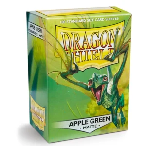 Dragon Shield – Standard Size Matte Sleeves Apple Green – 100 Sleeves Bescherm je kaarten met Dragon Shield Matte Sleeves. Deze stevige sleeves combineren betrouwbare bescherming met een matte appelgroene achterkant, ideaal voor zowel casual als competitief gebruik. De sleeves hebben een standaardformaat van 63 x 88 mm en zijn PVC-vrij. Ze zijn geschikt voor populaire Trading Card Games zoals Magic: The Gathering, Pokémon TCG en Lord of the Rings TCG. Iedere box bevat 100 sleeves en is voorzien van een printed label waarop je eenvoudig de naam van je favoriete deck kunt noteren. SPECIFICATIES Merk: Dragon Shield Serie: Matte Formaat: Standard Size – 63 x 88 mm Inhoud: 100 sleeves Kleur: Appelgroen (Apple Green) Matte achterkant PVC-vrij Geschikt voor Magic: The Gathering, Pokémon TCG, Lord of the Rings TCG en andere Standard Size kaartspellen Inclusief printed label voor het labelen van je deck Geschikt voor spelen, vervoeren en bewaren