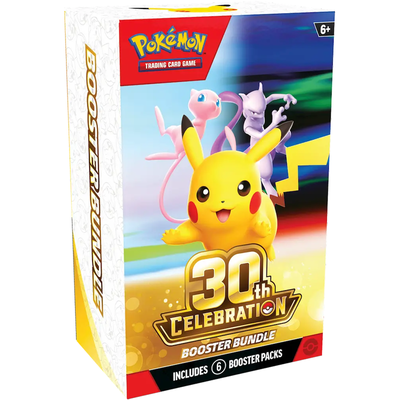 Pokémon 30th Celebration Booster Bundle Vier 30 jaar Pokémon met de Pokémon 30th Celebration Booster Bundle. Deze jubileumbundel verschijnt op 2 oktober 2026 en is de perfecte keuze voor verzamelaars en spelers die zoveel mogelijk boosters uit de speciale 30th Celebration-uitbreiding willen openen. De Pokémon 30th Celebration-uitbreiding bestaat volledig uit foil kaarten en is een eerbetoon aan drie decennia Pokémon. Iedere booster biedt een unieke openingservaring dankzij een gegarandeerde Pikachu Rare, waarbij er maar liefst 30 verschillende varianten te verzamelen zijn. Daarnaast bevat iedere booster ook een foil Basic Energy, waardoor elke pack een waardevolle toevoeging is aan jouw collectie. Met de Booster Bundle ontvang je meerdere boosters uit de jubileumset, waardoor je meer kans hebt op bijzondere kaarten, favoriete Pokémon en zeldzame verzamelstukken. Ideaal voor verzamelaars die hun collectie willen uitbreiden of spelers die direct een flinke stapel boosters willen openen. Inhoud Meerdere Pokémon 30th Celebration boosterpacks Pokémon TCG Live codekaarten (indien door de fabrikant inbegrepen) Of je nu op jacht bent naar alle 30 Pikachu Rare-varianten, jouw verzameling wilt uitbreiden of simpelweg wilt genieten van de feestelijke jubileumset, de Pokémon 30th Celebration Booster Bundle is een onmisbaar product voor iedere Pokémon-liefhebber.