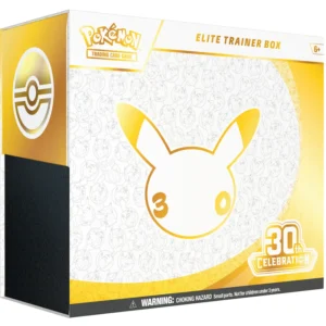 Pokémon TCG: 30th Celebration Elite Trainer Box Vier 30 jaar Pokémon Trading Card Game met de Pokémon TCG: 30th Celebration Elite Trainer Box. Deze speciale jubileumuitgave is de perfecte keuze voor zowel fanatieke spelers als verzamelaars die een bijzonder stukje Pokémon-geschiedenis aan hun collectie willen toevoegen. De 30th Celebration-uitbreiding staat volledig in het teken van drie decennia Pokémon TCG en combineert prachtige nieuwe illustraties met nostalgische herdrukken en exclusieve jubileumkaarten. Of je nu jouw collectie wilt uitbreiden of jouw volgende deck wilt bouwen, deze Elite Trainer Box biedt alles wat je nodig hebt. Het hoogtepunt van deze Elite Trainer Box is de exclusieve full-art foil Nidorina promo kaart. Op de illustratie zijn precies 30 Nidorina's afgebeeld, als eerbetoon aan haar iconische positie als Pokédex #030. Een unieke promo die speciaal is ontworpen voor het 30-jarig jubileum. Daarnaast maak je kans op klassieke Pokémon-kaarten die terugkeren als luxe herdrukken met een exclusieve 30th Celebration-stempel. Ook introduceert de jubileumset de gloednieuwe Futuristic Rare-rarity, met indrukwekkende illustraties van onder andere Mew ex en Mewtwo ex. Om jouw deck direct compleet te maken bevat deze Elite Trainer Box bovendien 16 premium foil Basic Energy-kaarten, exclusieve accessoires en meerdere boosters uit de 30th Celebration-uitbreiding. Inhoud Exclusieve full-art foil Nidorina promo kaart Meerdere Pokémon 30th Celebration boosterpacks 16 premium foil Basic Energy-kaarten Card sleeves Kaartverdelers Schadetellers en conditiemarkers Dobbelstenen Opbergdoos met 30th Celebration artwork Pokémon TCG Live codekaart (indien door de fabrikant inbegrepen) Of je nu op zoek bent naar exclusieve promo's, de nieuwste chase cards of een complete Elite Trainer Box vol premium accessoires, de Pokémon TCG: 30th Celebration Elite Trainer Box is een onmisbare jubileumuitgave voor iedere Pokémon-verzamelaar.
