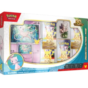 Pokémon 30th Celebration Mew Figure Collection Vier 30 jaar Pokémon Trading Card Game met de exclusieve Pokémon 30th Celebration Mew Figure Collection. Deze bijzondere jubileumuitgave combineert een prachtig Mew-figuur, exclusieve verzamelitems en boosters uit de feestelijke 30th Celebration-uitbreiding. Een onmisbare collectie voor iedere Pokémon-verzamelaar en liefhebber van de mythische Pokémon Mew. De Pokémon 30th Celebration-uitbreiding viert drie decennia Pokémon TCG en bestaat volledig uit foil kaarten. Iedere booster biedt een unieke openingservaring met schitterende illustraties, premium afwerkingen en de kans op de meest gewilde kaarten uit de jubileumset. Eén van de hoogtepunten van de set is de introductie van de nieuwe Futuristic Rare-rarity. Deze bijzondere kaarten zijn voorzien van indrukwekkende illustraties van de bekende Japanse kunstenaar YOSHIROTTEN, met onder andere spectaculaire uitvoeringen van Mew ex en Mewtwo ex. Daarnaast keren iconische Pokémon-kaarten terug als luxe herdrukken, voorzien van een exclusieve 30th Celebration Pikachu-stempel. Het pronkstuk van deze collectie is het gedetailleerde Mew-figuur, perfect om jouw favoriete Pokémon-kaarten of andere verzamelobjecten stijlvol tentoon te stellen. Inhoud Exclusief Mew-figuur Meerdere Pokémon 30th Celebration boosterpacks Exclusieve promo kaart(en) Pokémon TCG Live codekaart (indien door de fabrikant inbegrepen) Of je nu een groot fan bent van Mew, op zoek bent naar de nieuwste chase cards of jouw Pokémon-verzameling wilt uitbreiden met een exclusieve jubileumuitgave, de Pokémon 30th Celebration Mew Figure Collection is een prachtige toevoeging aan iedere collectie.